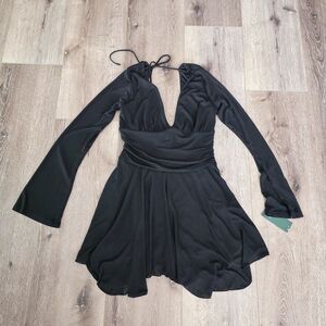 Womens Skater fit & flare Long Sleeve Mini Dress - Wild Fable Black M NWT